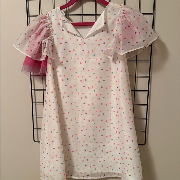 Deux par Deux White Dress with Pink and Multicolor Dots - Picture 2 of 2